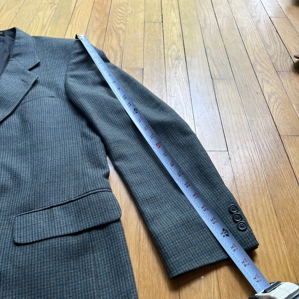 Oscar De La Renta Mens Size 42L Gray Houndstooth Single Breasted Blazer Jacket - Picture 12 of 15